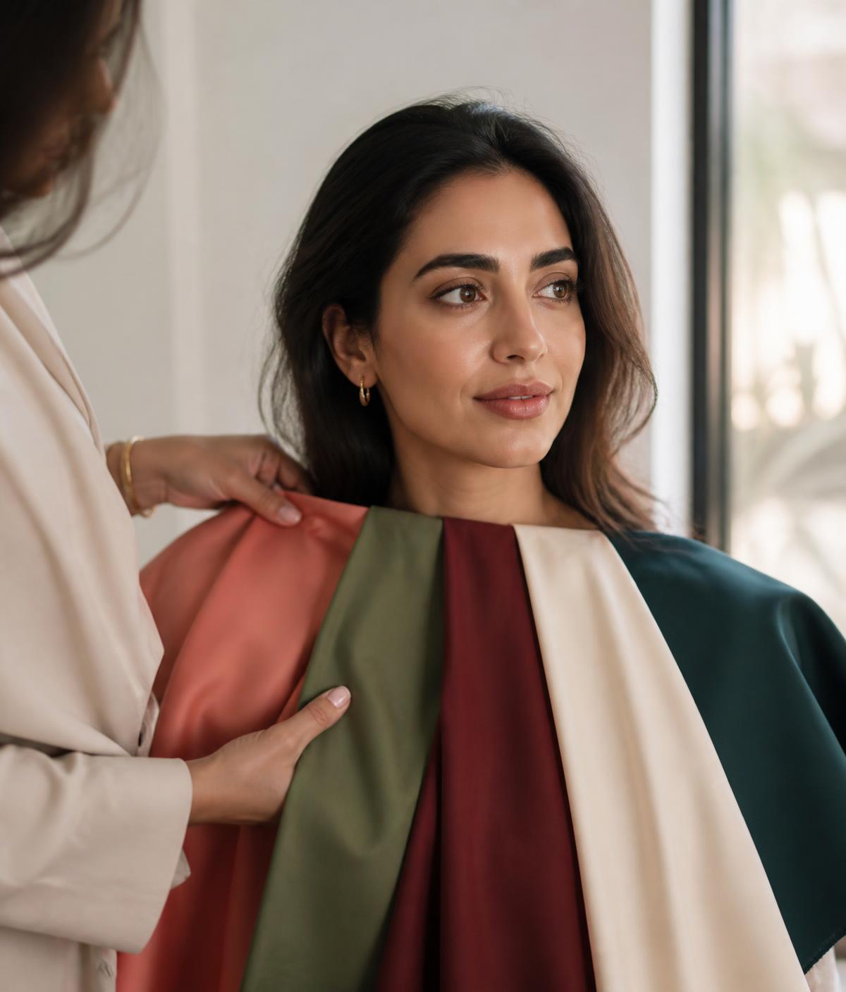 Personal color analysis with rich fabric swatches